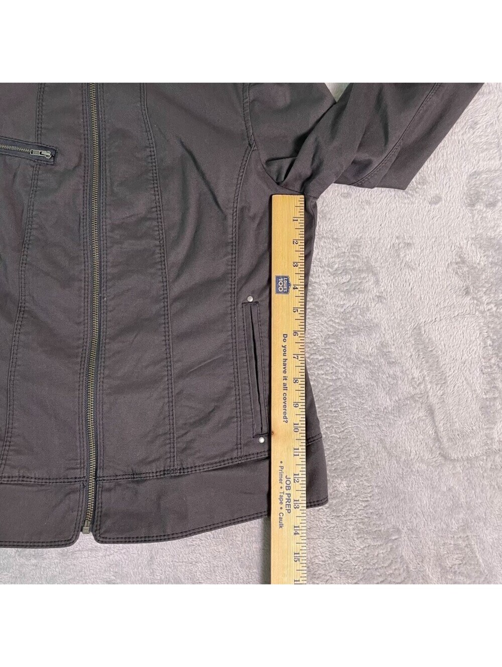 Express Moto Jacket Womens 10 Gray Zip Front Stretch Biker Cotton Utility Casual - Picture 4 of 9